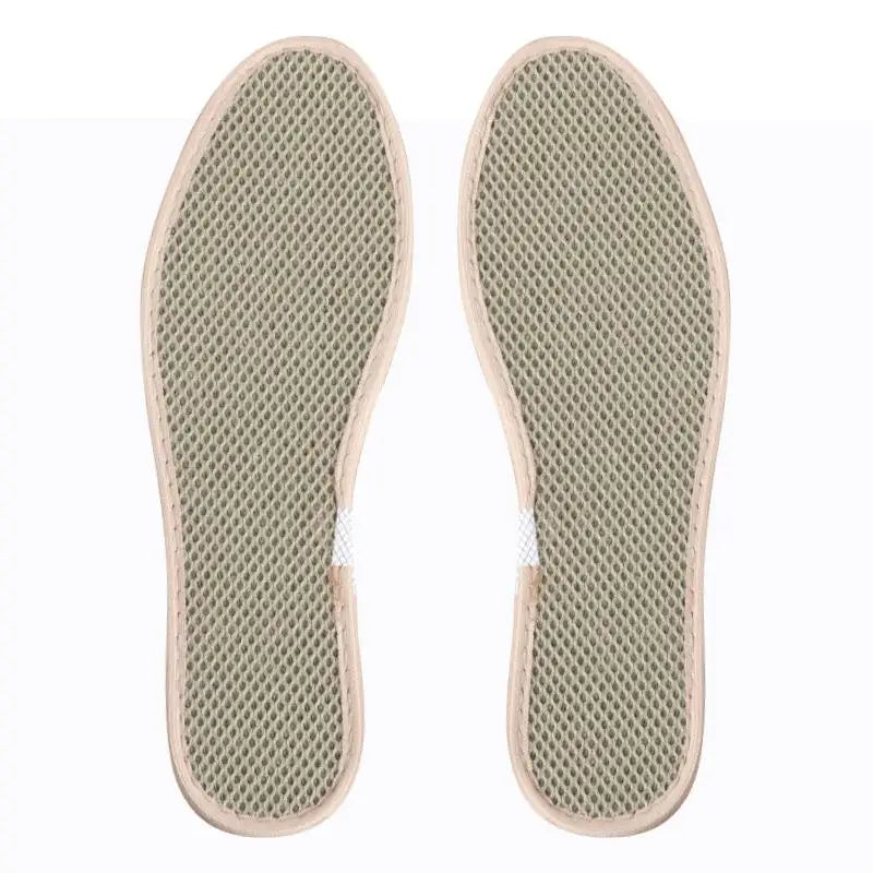 Semelles_en_bambou_respirantes_beiges_vue_dessus_fond_blanc_texture_maille_naturelle_et_bord_tissu