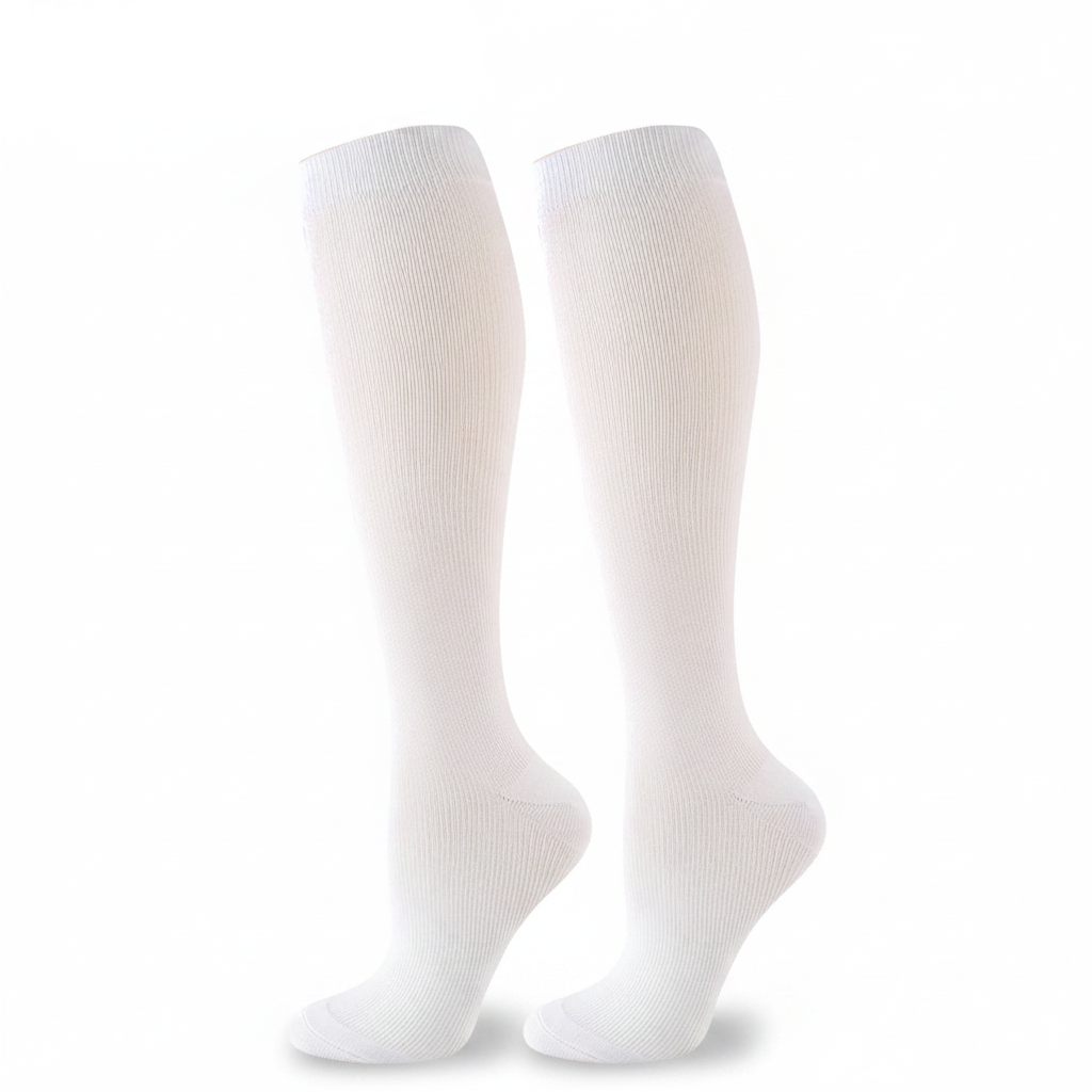 Chaussettes de compression anti-fatigue coloris blanc – montantes mollet – homme & femme