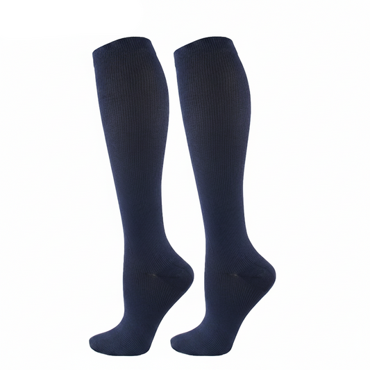 Chaussettes de compression anti-fatigue coloris bleu marine – montantes mollet – homme & femme
