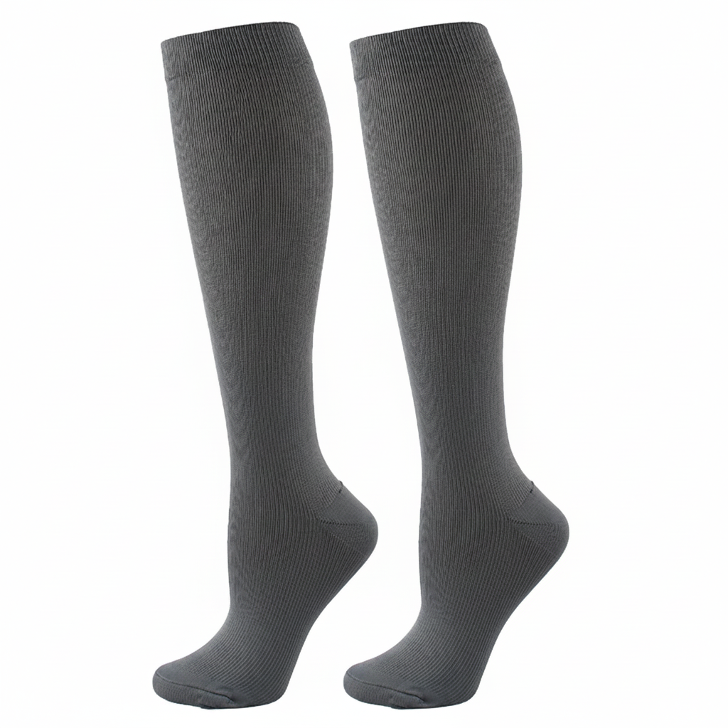 Chaussettes de compression anti-fatigue coloris gris – montantes mollet – homme & femme