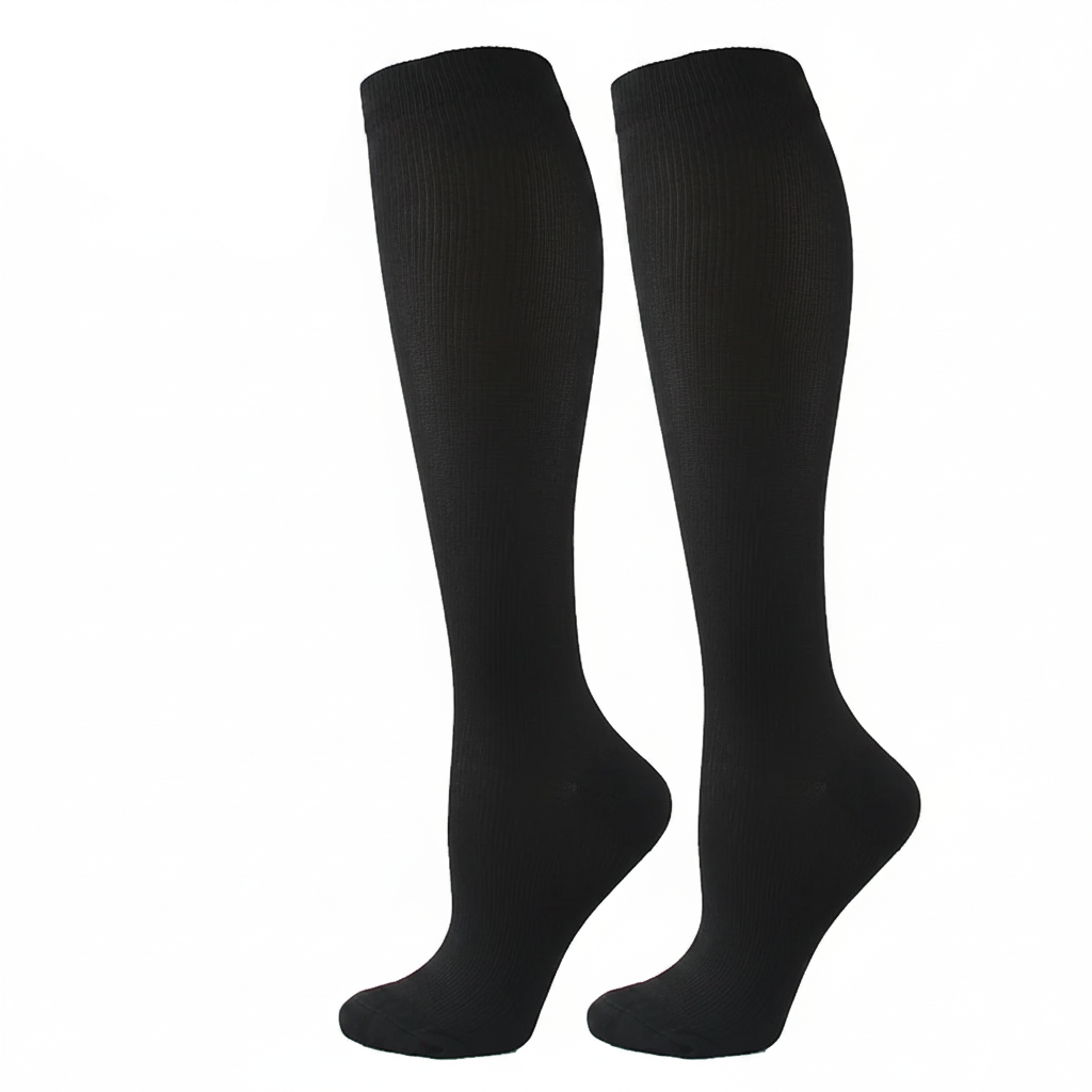 Chaussettes de compression anti-fatigue coloris noir – montantes mollet – homme & femme