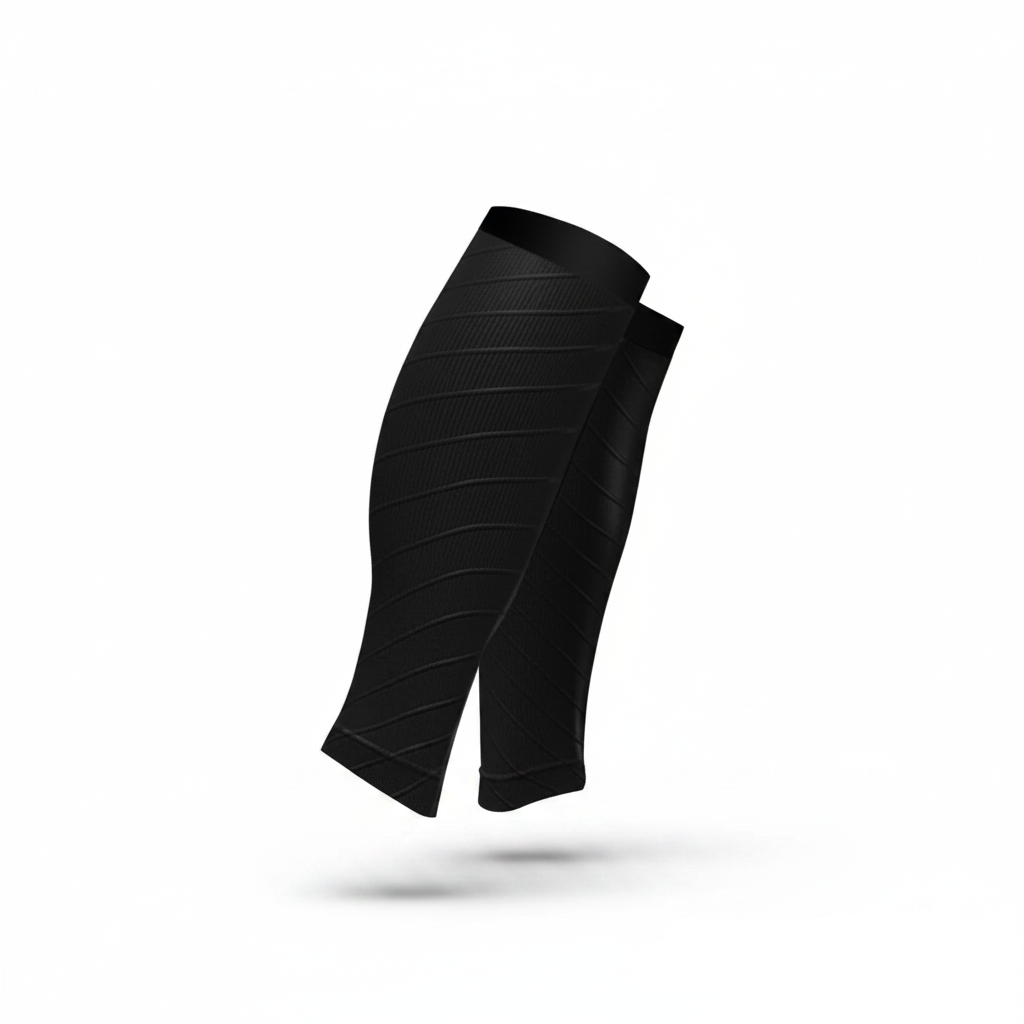 Manchon de compression mollet coloris noir uni – sans pied – sport et récupération