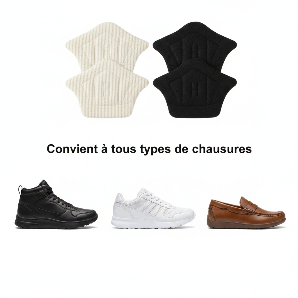 Coussinets de talon compatibles avec chaussures montantes, baskets et mocassins