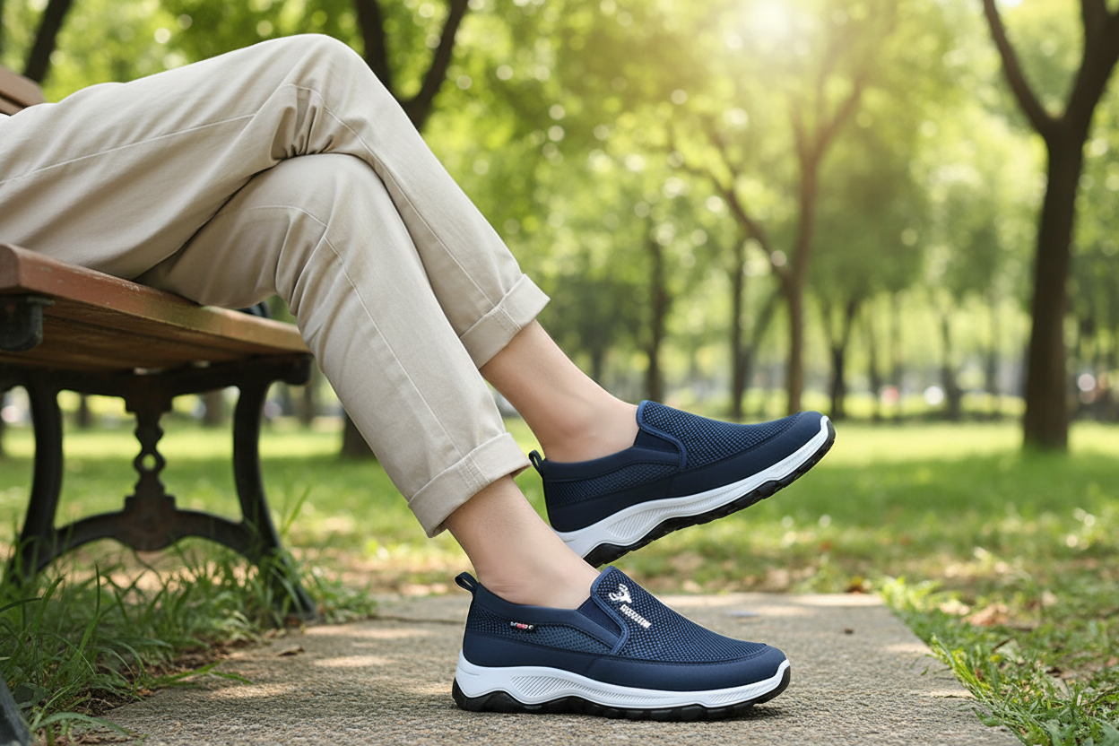 Chaussures Conforcare bleues lifestyle – détente en extérieur, semelle amortissante