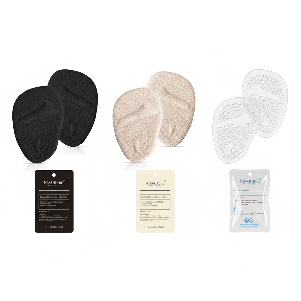 Coussinets métatarsiens 3 coloris beige noir transparent — comparatif — Ledoscare
