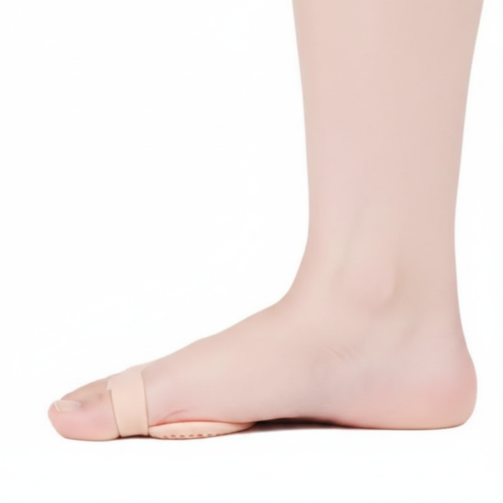Coussins métatarses en gel silicone – vue semelle, texture honeycomb respirante et anneau de fixation intégré