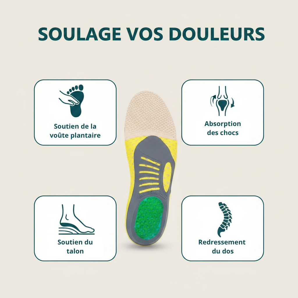 Semelles orthopédiques Z800 – soulage massage plantaire, chocs talon, voûte plantaire et douleurs dos – Ledoscare