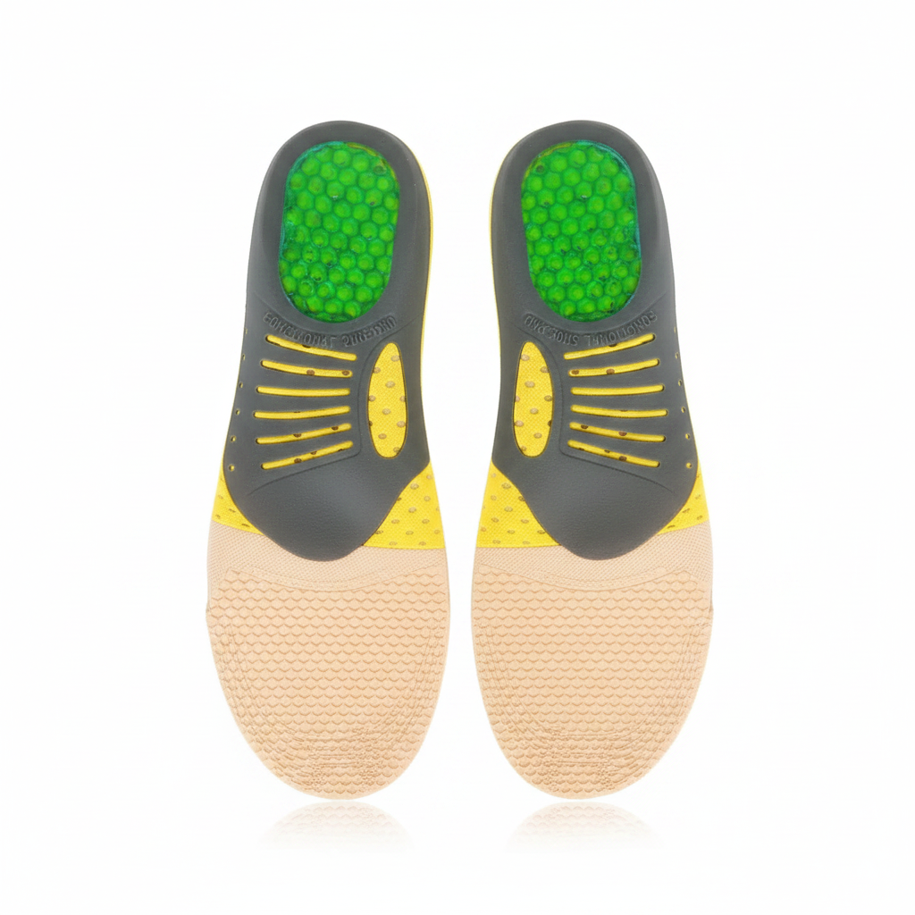 Semelles orthopédiques gel Z800 – vue dessus tissu mesh gris clair – tailles 35 à 46 – Ledoscare