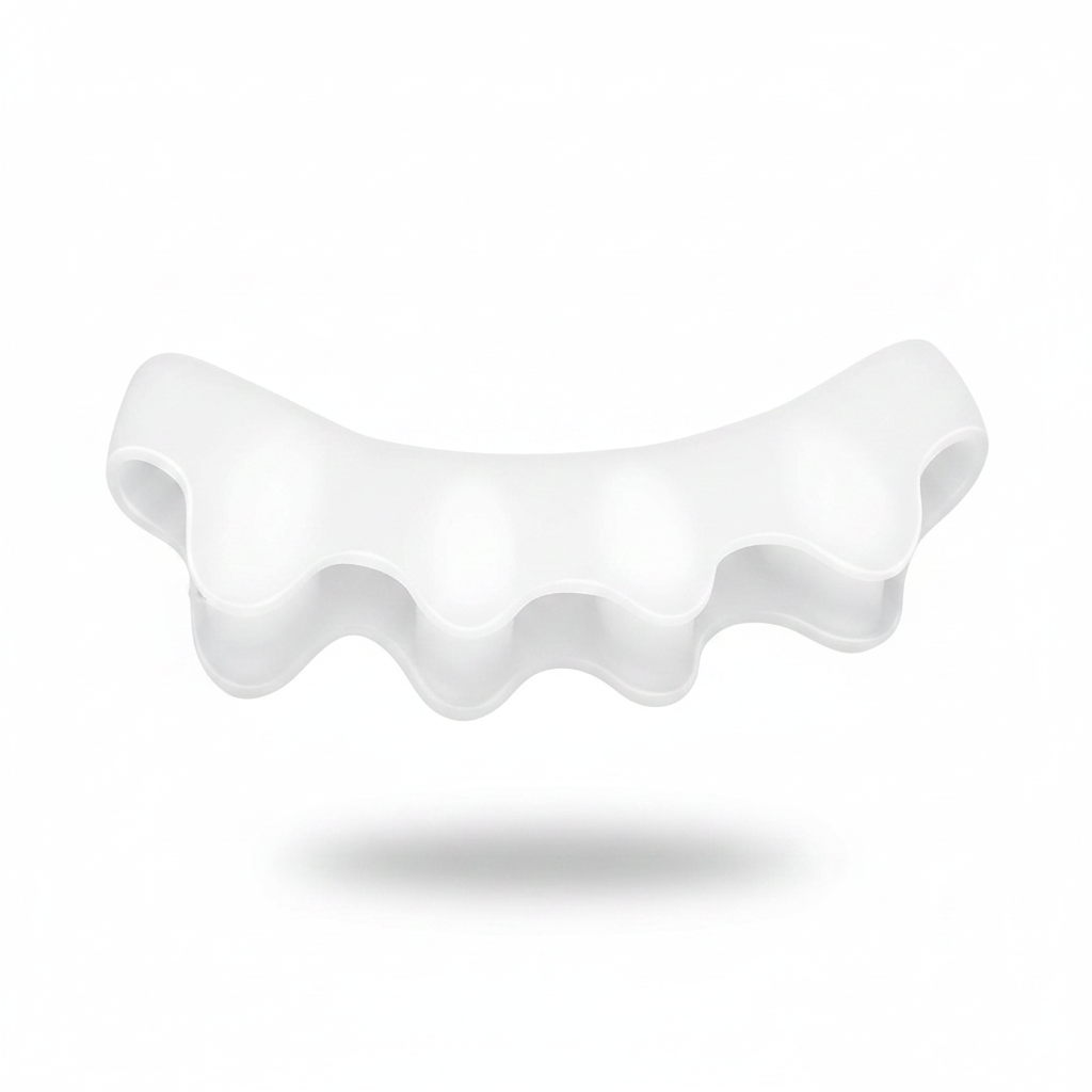 Séparateur d'orteils Promifun Blanc – packshot fond blanc, silicone médical sans latex, 4 orteils, taille unique