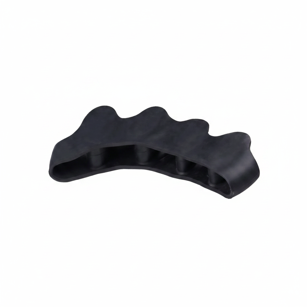 Séparateur d'orteils Promifun Noir – packshot fond blanc, silicone médical sans latex, 4 orteils, taille unique