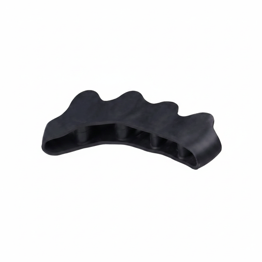 Séparateur d'orteils Promifun Noir – packshot fond blanc, silicone médical sans latex, 4 orteils, taille unique