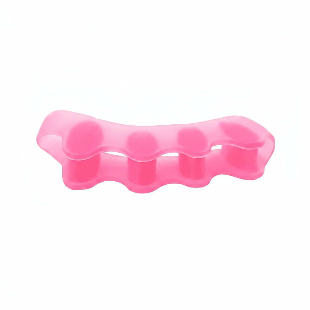 Séparateur d'orteils Promifun Rose – packshot fond blanc, silicone médical sans latex, 4 orteils, taille unique