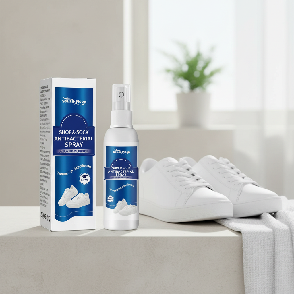 Spray anti-odeur chaussures intégré dans la routine salle de bain – hygiène quotidienne – Ledoscare