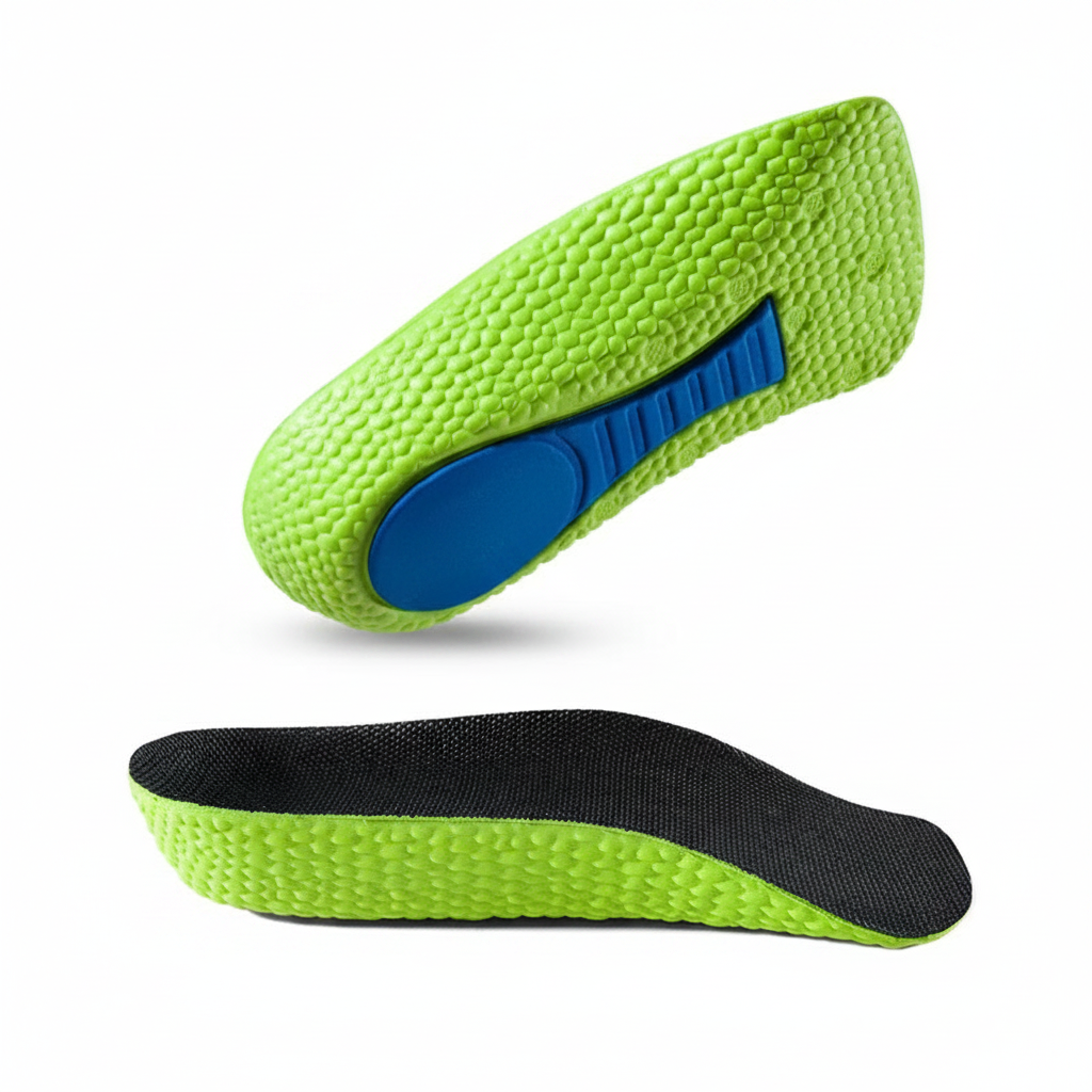 Talonnette orthopédique mémoire de forme 2.5cm – vue profil fond blanc, rehausse moyenne pour chaussures mi-montantes