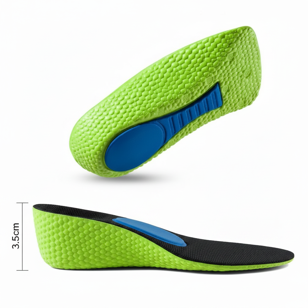 Talonnette orthopédique mémoire de forme 3.5cm – vue profil fond blanc, rehausse maximale pour boots et chaussures montantes