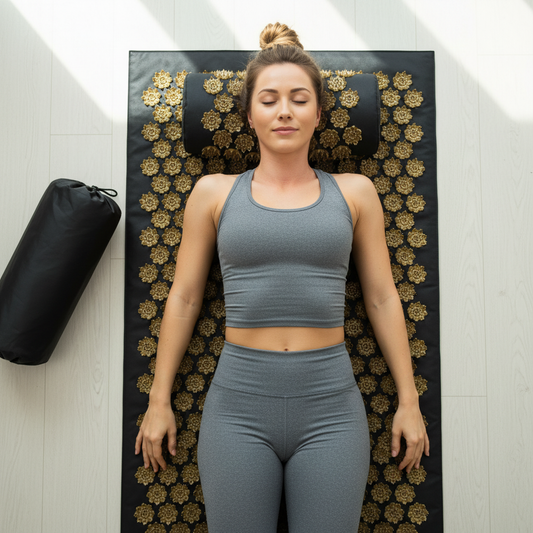 tapis de fleurs d'acupression Flowerest 2 avec femme fitness