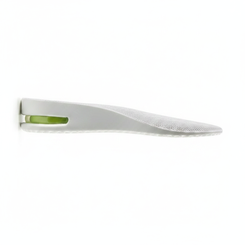 Talonnette rehaussante Z550 profil 1,5 cm – modèle discret mesh gris et coussin gel vert, fond blanc