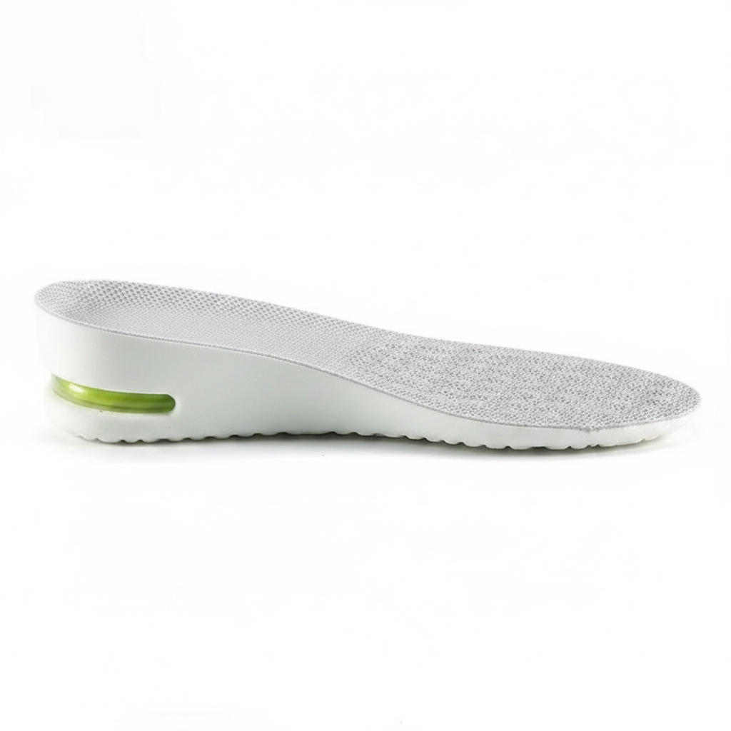 Talonnette rehaussante Z550 profil 2,5 cm – structure mesh gris, mousse EVA blanche et coussin gel vert au talon