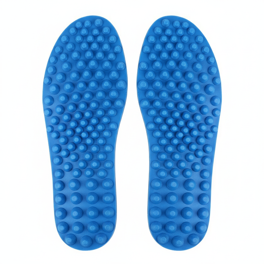 Semelles de massage Z750 vue de dessus – picots coniques bleus en silicone souple