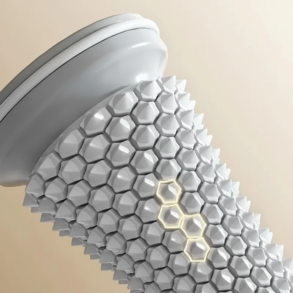 Zoom texture hexagonale du rouleau de massage pieds – picots bioniques flottants