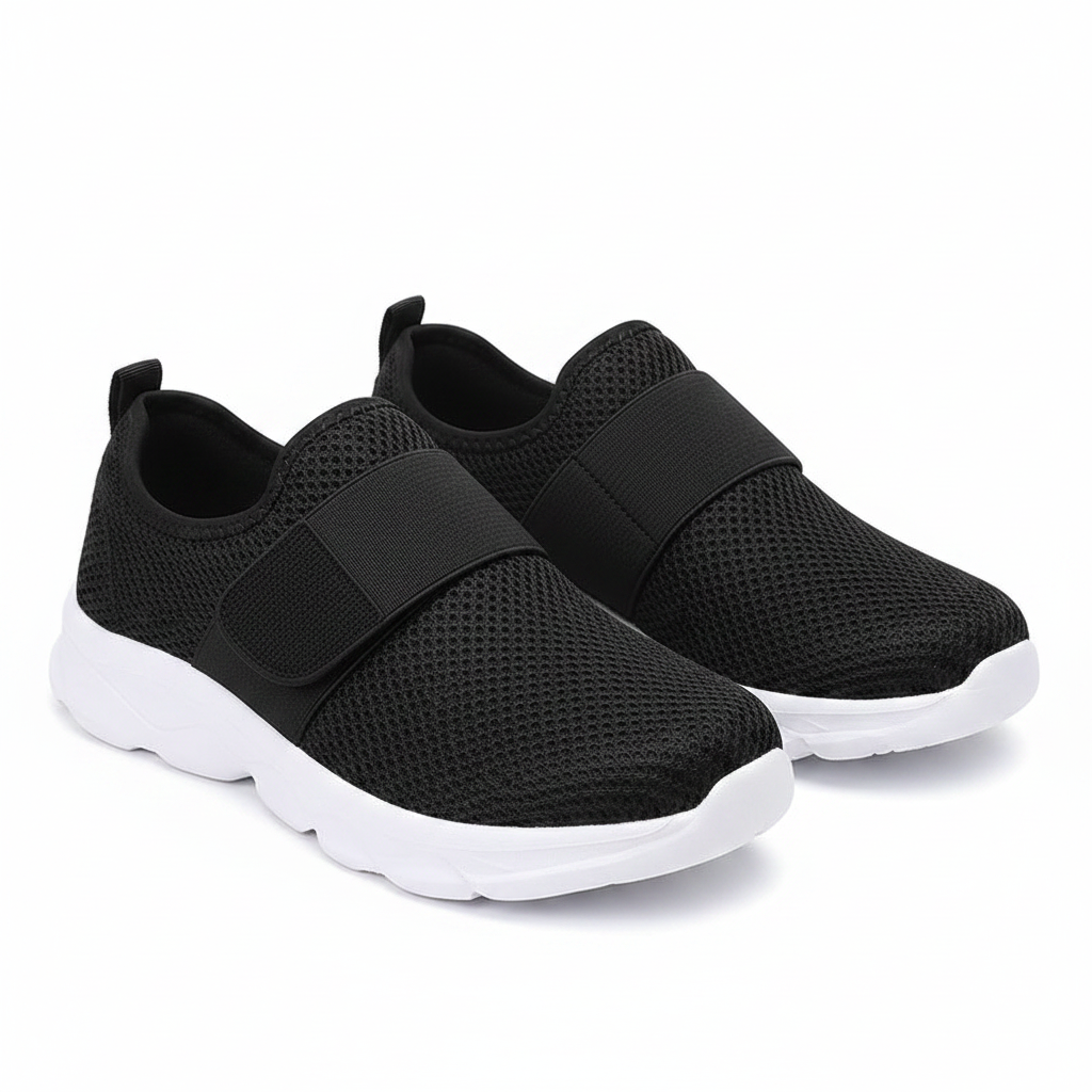 Chaussures orthopédiques Zoomix noir et blanc – mesh respirant et velcro ajustable