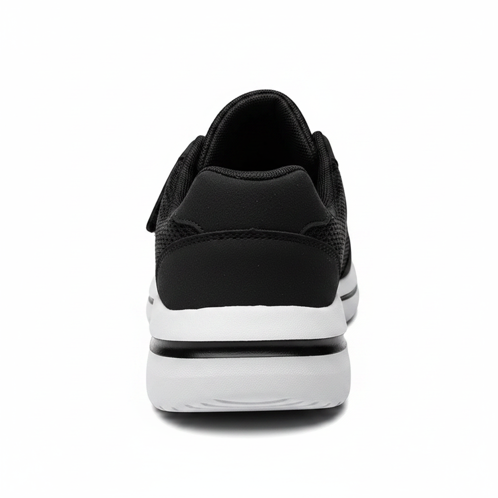 Chaussures orthopédiques Zoomix II Noir – vue arrière talon, mesh respirant, semelle EVA antidérapante