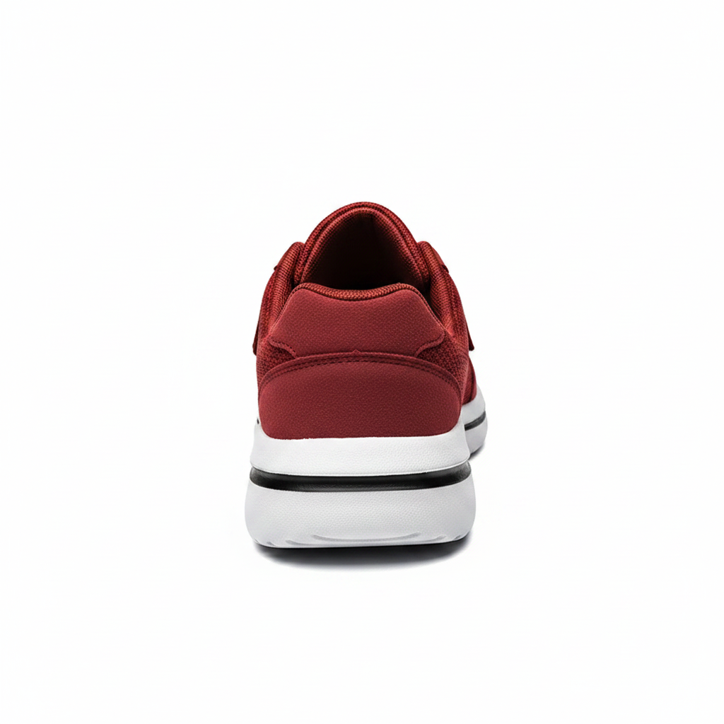 Chaussures orthopédiques Zoomix II Wine Red – vue arrière talon, mesh respirant, semelle EVA antidérapante