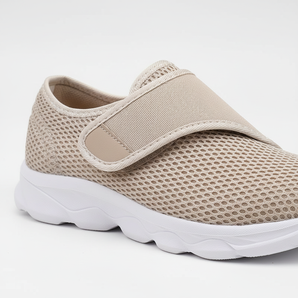 Détail mesh Zoomix – texture respirante et fermeture velcro pour pieds diabétiques